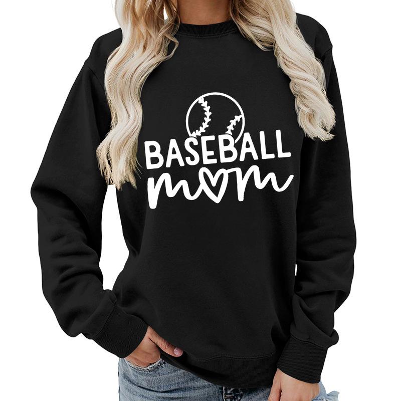 Women's Oversized Crew Neck Letter Print Baseball Sweatshirt Long Sleeve Casual Top Loose Fit Streetwear