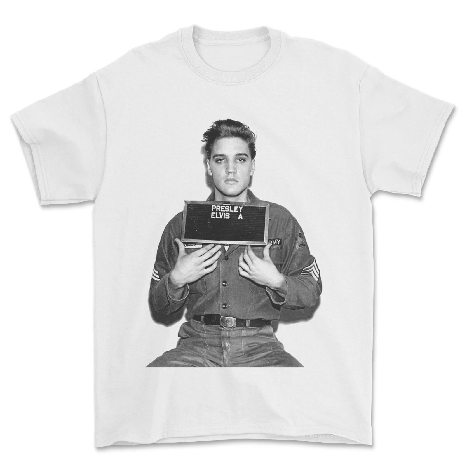 Elvis Presley Mugshot T-Shirt army portrait- Unisex Tshirt gift. S разноцветный