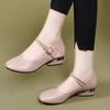 women cute sweet black round toe buckle strap square heel shoes for office career lady casual beige spring shoes ab616