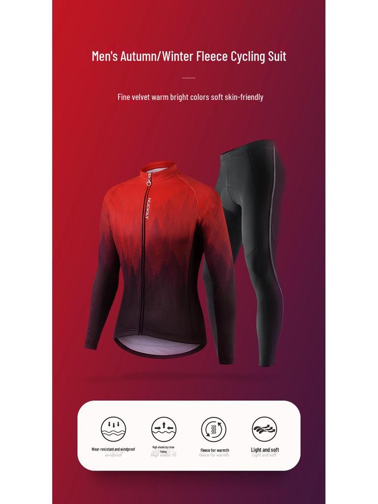 NUCKILY Men's Fleece Cycling Suit - Warm Autumn/Winter Pants for Mountain & Road Biking