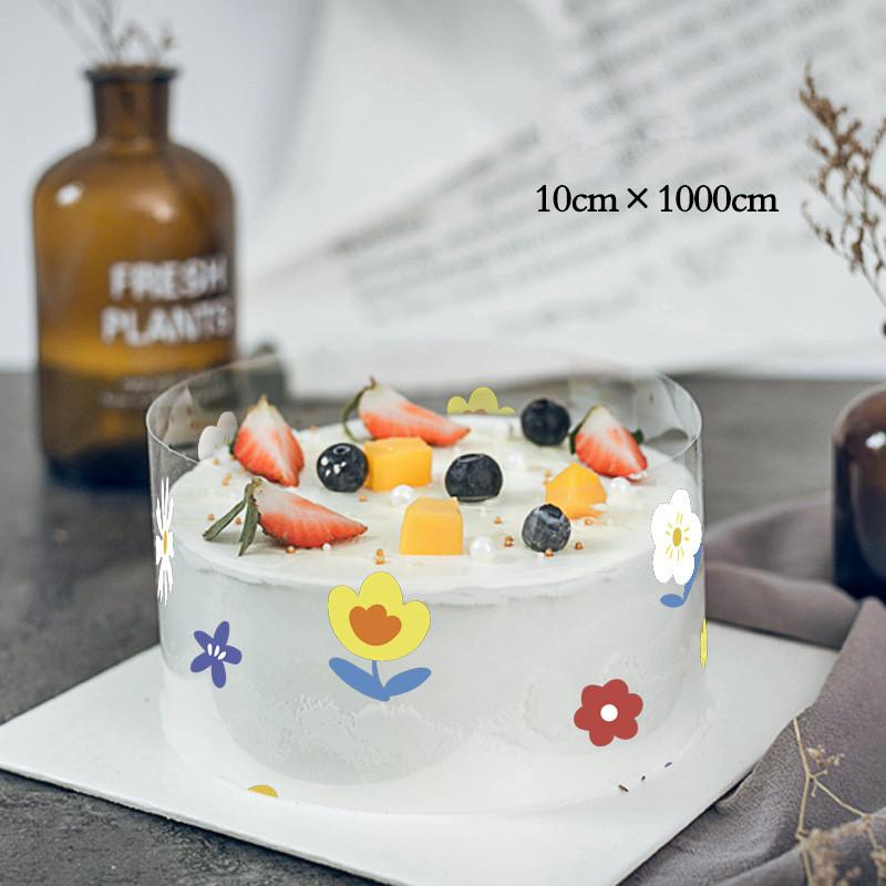 1 Roll 10M Cake Wrapping Tape Film Flower Transparent Cake Collar Chocolate Candy Baking Cake Decorating Tool