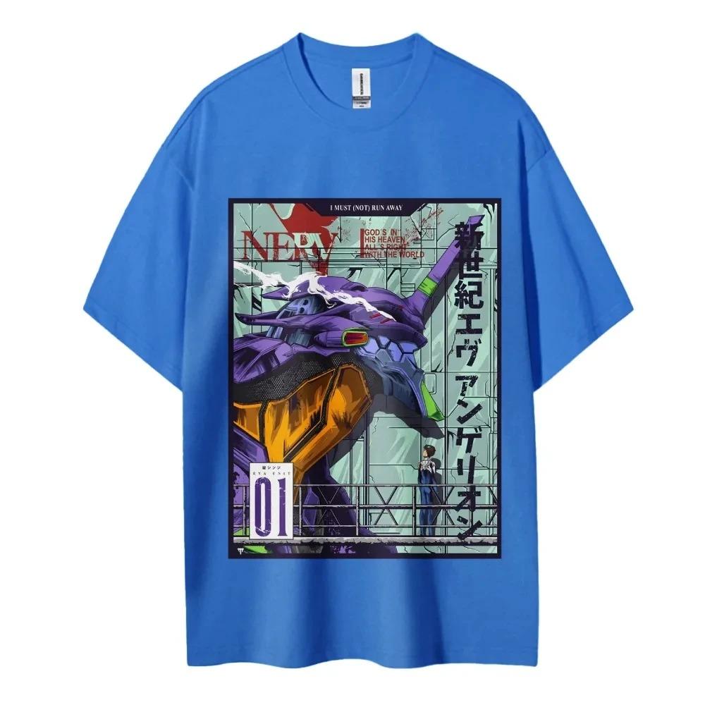 Neon Genesis Evangelion Cotton Unisex Crewneck Anime T-Shirt Comfortable Short-sleeved Sports and Casual Men's and Women's Tops