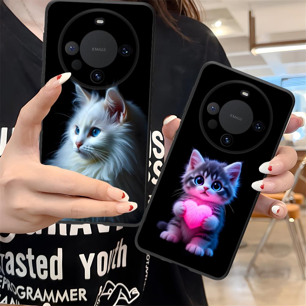 Kitten Cute Cat Kawaii Phone Case for Huawei Mate 60 50 40 30 20 10 Pro Plus Lite E 5G Black Luxury Cellphones Pretty
