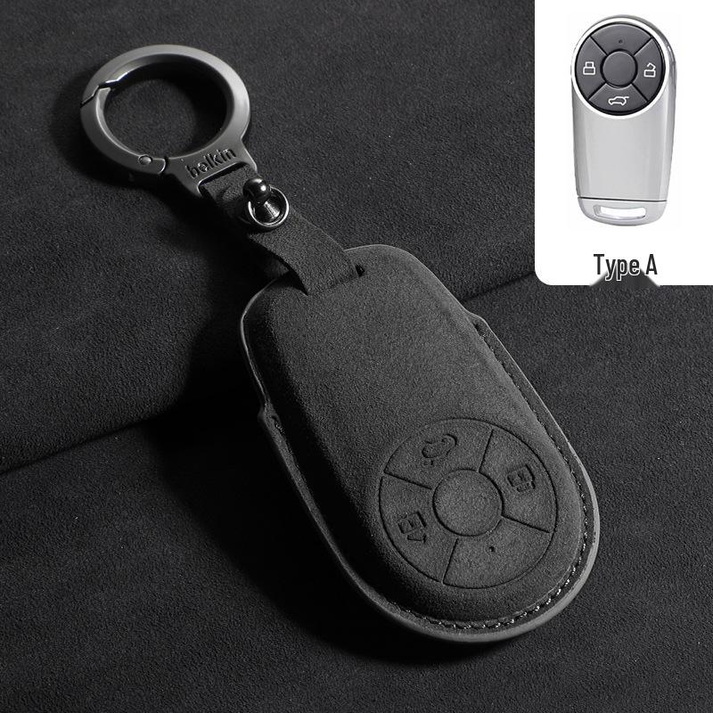 Suede Key Case with Buckle for 2021 Great Wall Ora Haomao Car - Unisex Design