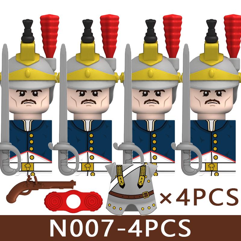 4pcs Medieval Castle Knight Building Blocks MIlitary Napoleon Soldier Figures War Army Legion Accessories Imperial Navy Bricks Toys