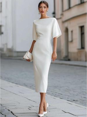 2026 Elegant One-Shoulder Solid Color Summer Dress for Women