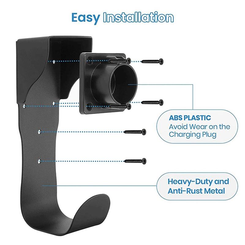 A77Q-SAE J1772 EV Charger Holder Wall Mount For J1772 EV Charger Models Charging Cable Holder чёрный