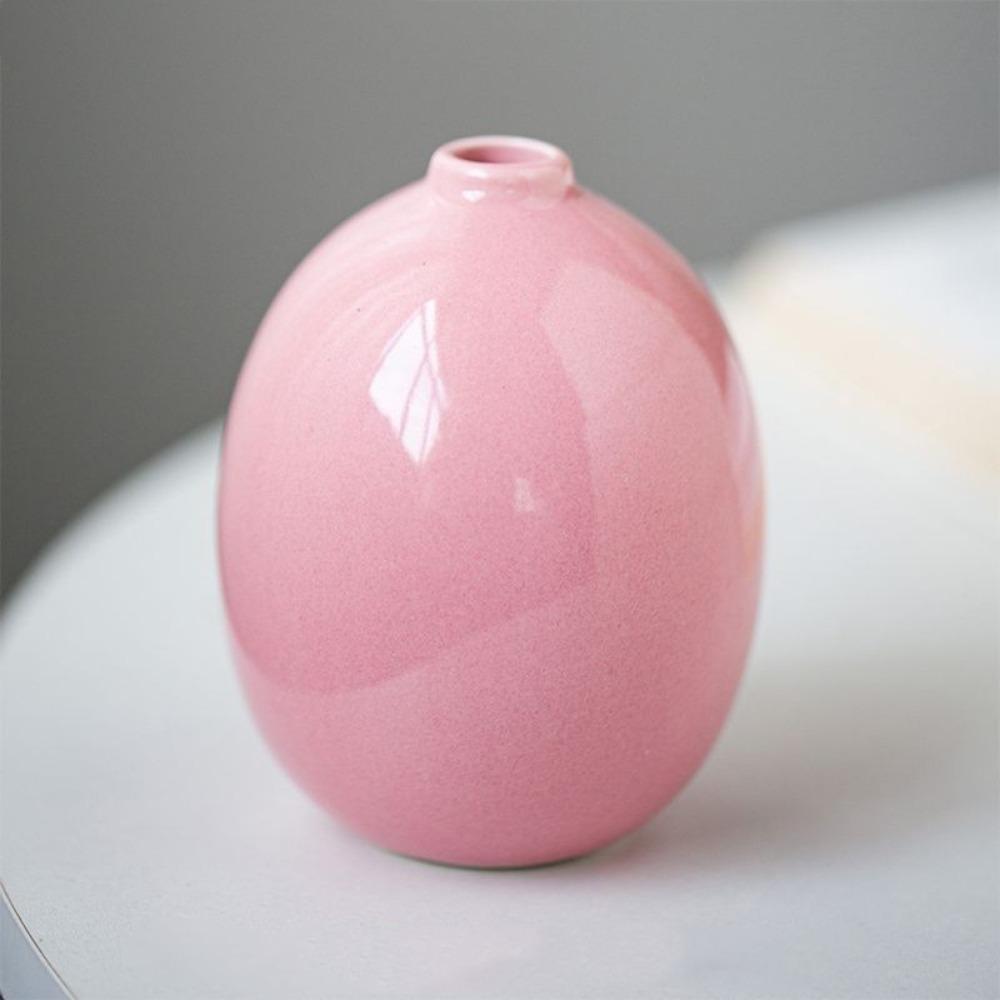 Retro Mini Ceramic Vase Cute Vase Ornament Decorative Hydroponic Flower Vase Office Decor розовый