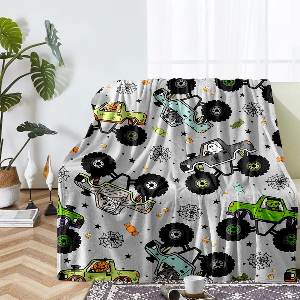 Truck Theme Printed Blanket - Perfect for Couch, Bed, Travel & Outdoor Use | Machine Washable, Cozy & Durable.