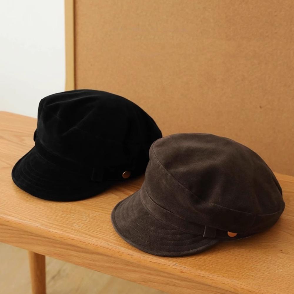 Gorra Plana de Algodón de Corte Casual Octogonal Sombrero Plano Retro para Mujer