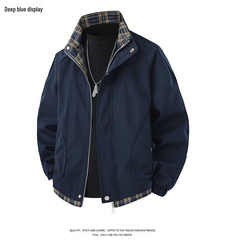 2026 New Arrival Unisex American Style Stand Collar Plaid Patchwork Jacket for Spring and Autumn