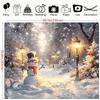 2D Christmas Snowman Photography Backdrop, Snowy Street Lamp & Forest Scene