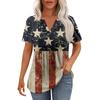 Damenmode Lässig Plissee V-Ausschnitt Kurzarm T-Shirt Tops