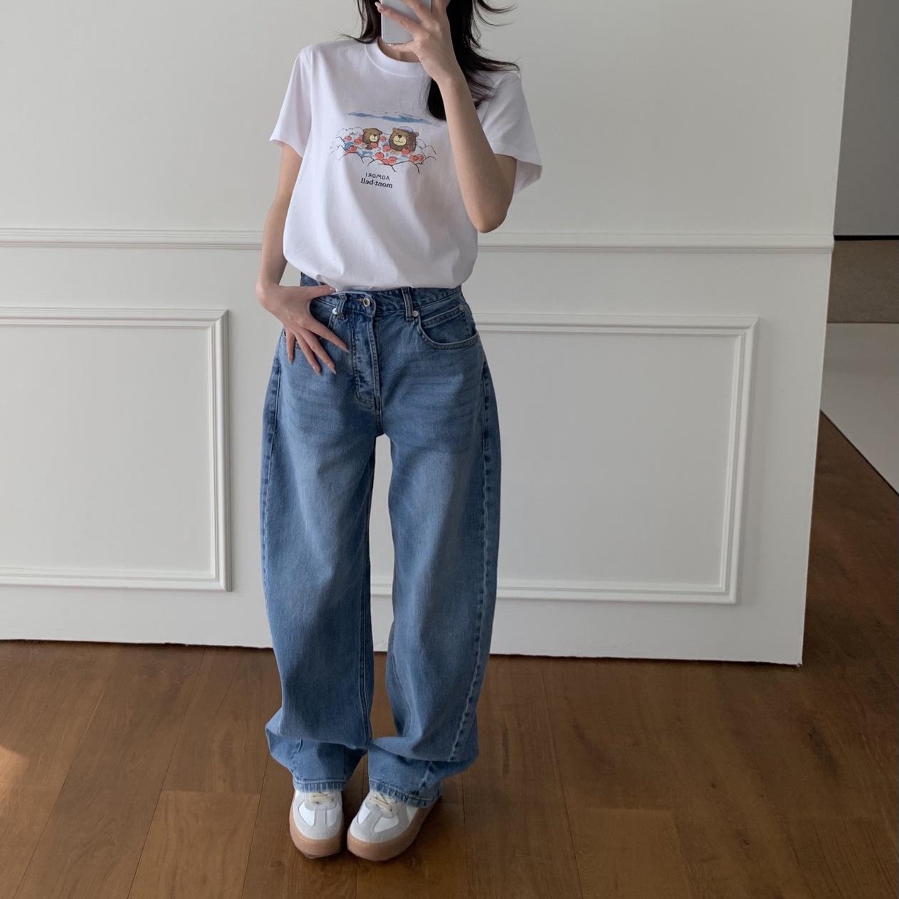 

Spring American Street Style High Waist Banana Leg Jeans for Women Size 30 джинсовый синий