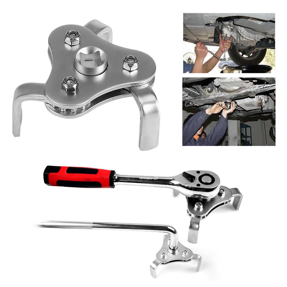 Car Truck Adjustable Two Way Oil Filter Key Wrench Tool with 3 Jaw Repair Removal Tool