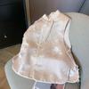 202 new 5-disc buckle stand-up collar crane jacquard vest women's high-end sleeveless vest women's top
