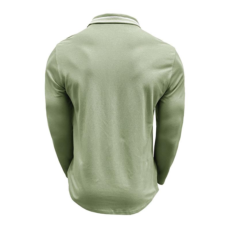 Spring Trend Men's Long Sleeve Casual Polo Shirts Solid Lapel Button Up Pullover Tops Autumn Turn Down Collar Polos