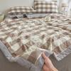 Plaid Print Washable Cotton Summer Cooling Quilt Lightweight Breathable Machine Washable for Student Dorms Single Double Beds Air Conditioner Rooms