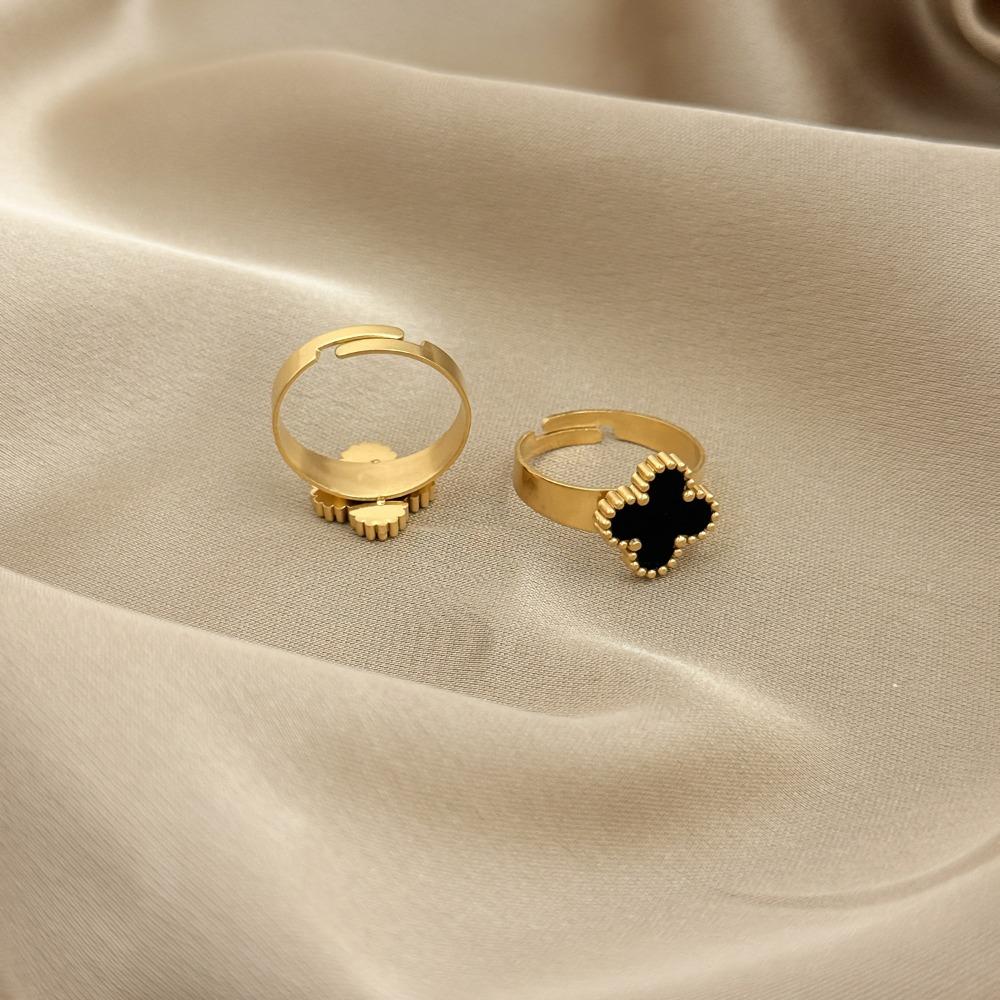 13mm Vierblättriger Kleeblattring 18K Vakuumbeschichtet Verstellbares Offenes Design Damenring