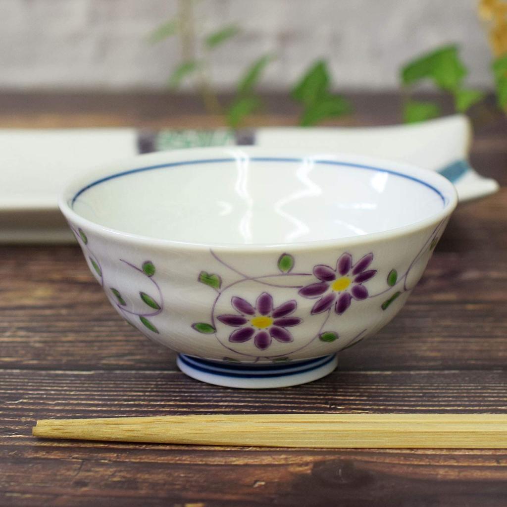 Waza No Kura Stylish Tea Bowl Tableware Kutani Ware Rice Bowl Flower Arabesque Pattern Ceramic Tea Bowl Brand Japanese Tableware Made In Japan