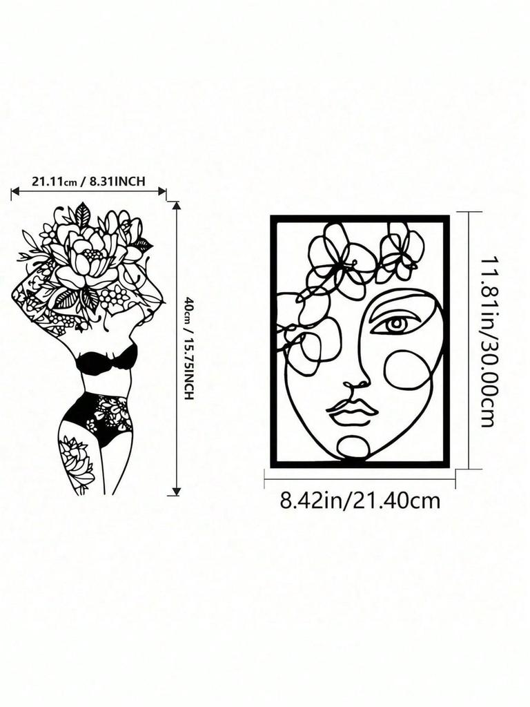 Laser Cut Bohemian Floral Goddess Metal Wall Art Modern Home Decor Bathroom Bedroom Meditation