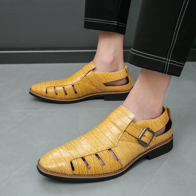 Rome New Men Gladiators Yellow Blue Buckle Casual Shoes Breathable Beach Dress Sandals Outdoor Slippers Plus Size