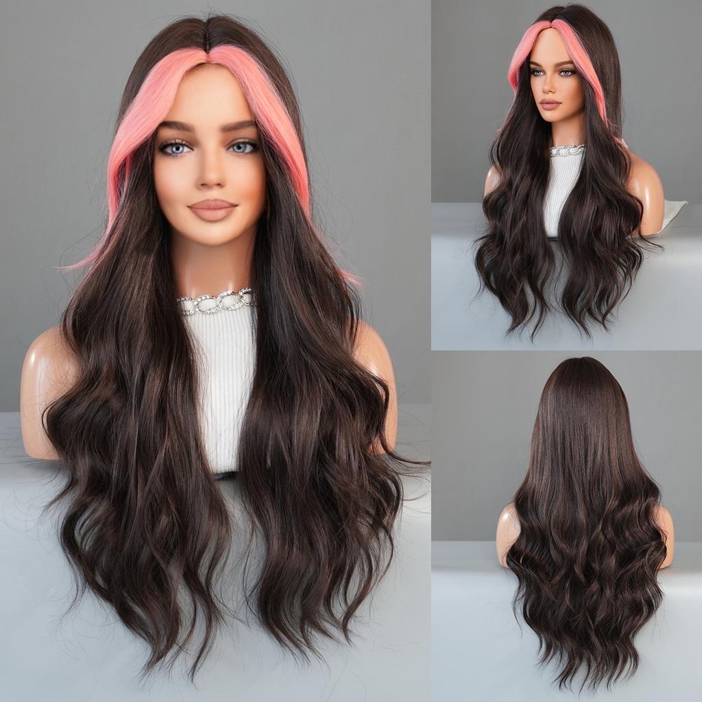 European American Women's Big Wave Wig With Dyed Purple Long Curly Hair Roland Synthetic Mechanism Full Head Set Wavy