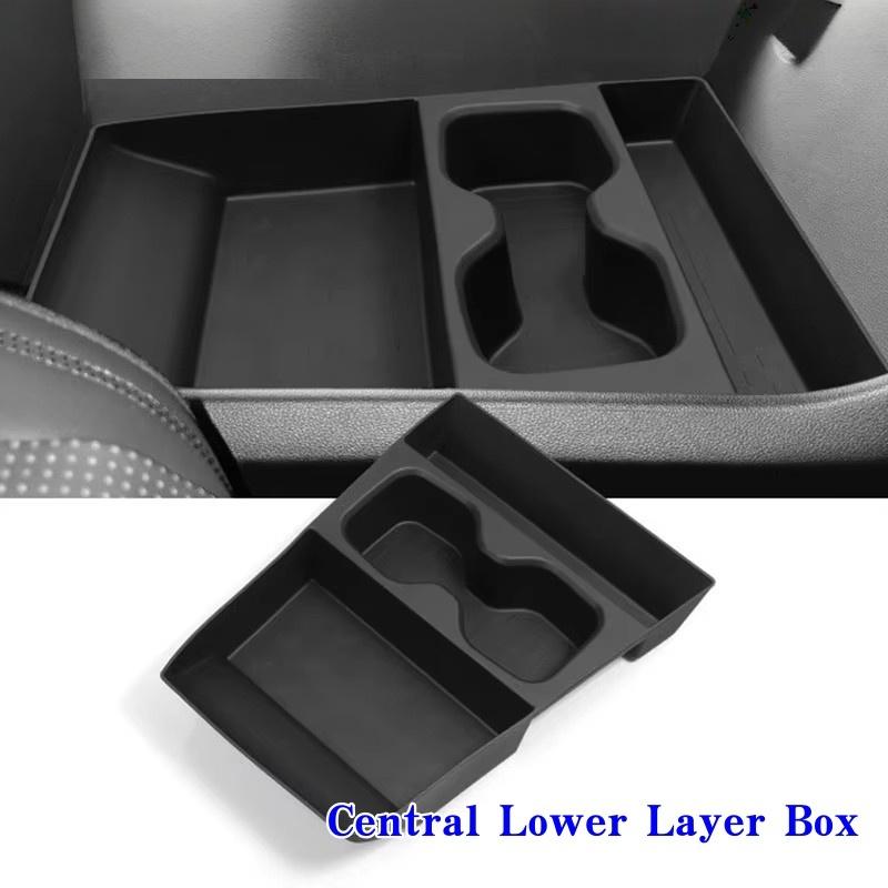 For Hyundai Santa Fe 2024 2025 Black Armrest Storage Box Cup Holder Anti Dirt Pad Organizer Tidying Car Interior Accessories