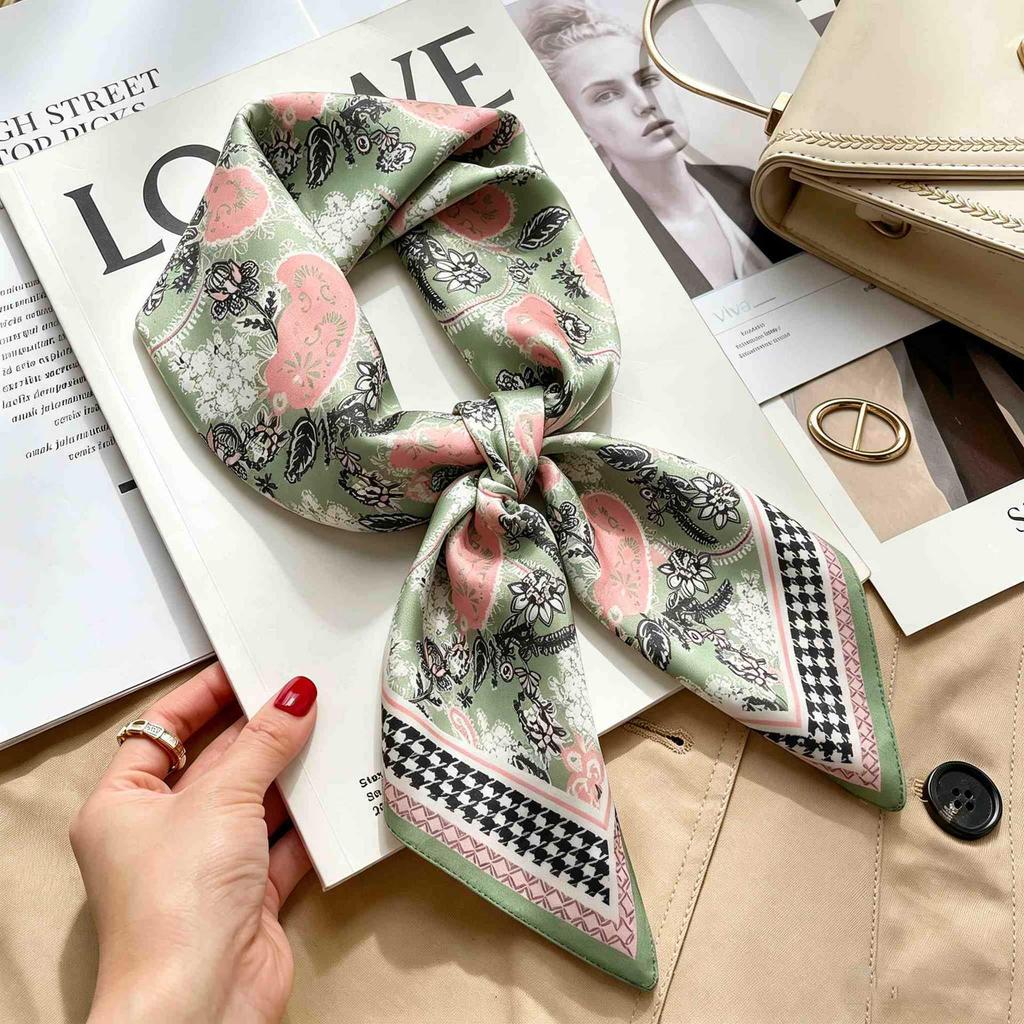 Versatile Faux Silk Small Square Scarf - Elegant Neck Accessory for Spring and Summer