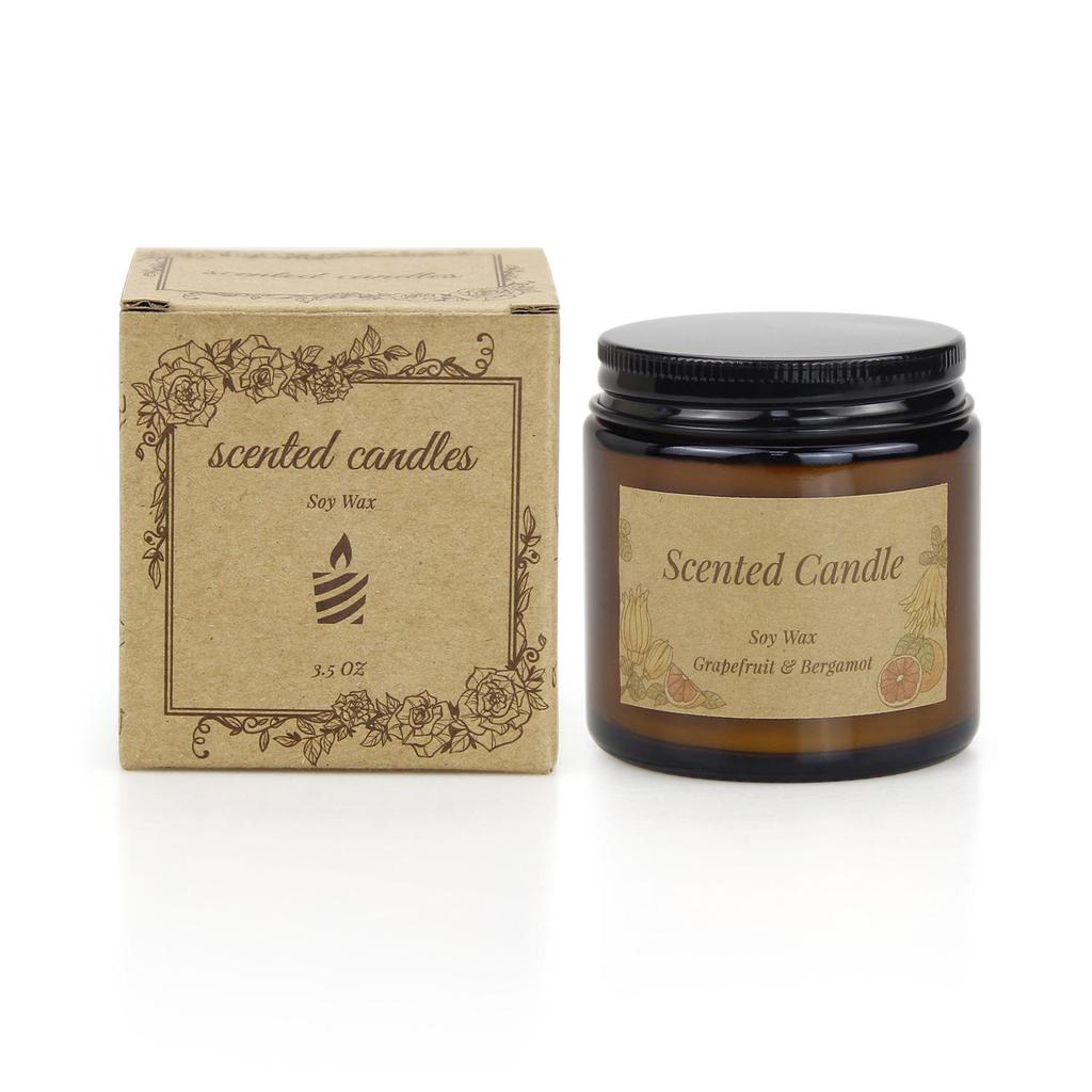 Customized Logo Soy Wax Scented Candle in Small Brown Glass Jar