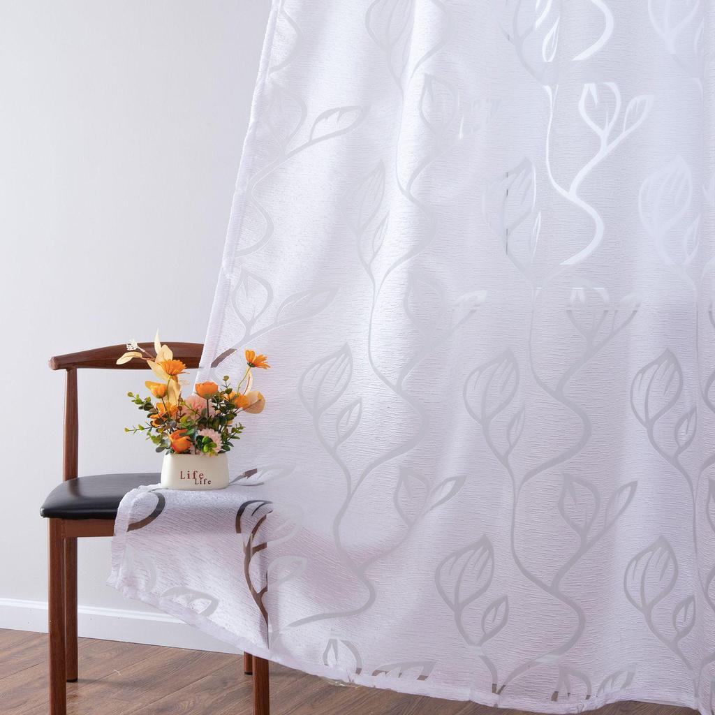Modern Multi-color Cutout Lace Sheer Curtain for Bedroom, Living Room, Lounge - Rod Pocket Design