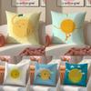 Fun Cartoon School Patterns For Children Cushion Cover Silky Elegant Comfort Sofa Bed Invisible Zipper Beach Pillowcase