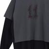 We11done Ss24 Printed Round Neck Layered Long Sleeve T-Shirt Unisex Tops Gray WD-TT1-24-850-U-GY