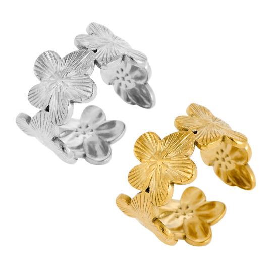 Adjustable Ring Petal Shape Comfortable Anti-Oxidation Ring Lightweight Exquisite Drawing Process Jewelry Ring