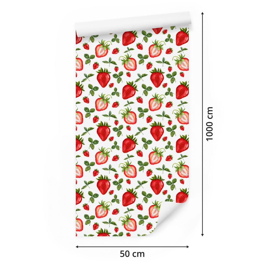 Strawberries White and Lime Wallpaper for Living Room and Bedroom 50x1000