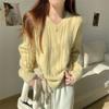 Korean V-neck Cable Knit Pullover Sweater for Women - Autumn/Winter 2025, Loose Fit