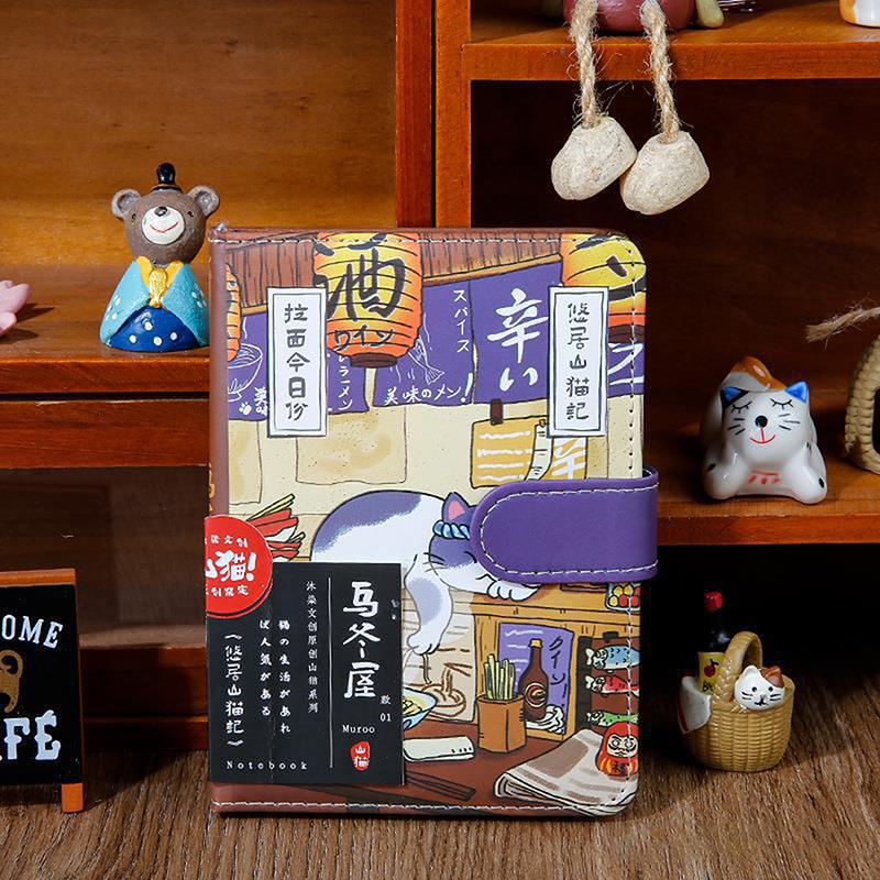 Kawaii Cartoon Cat Pu Magnetic Buckle Notebook Diary Agenda Planner Notepad Simple Basic Handbook Cute Cat Notebook Gifts