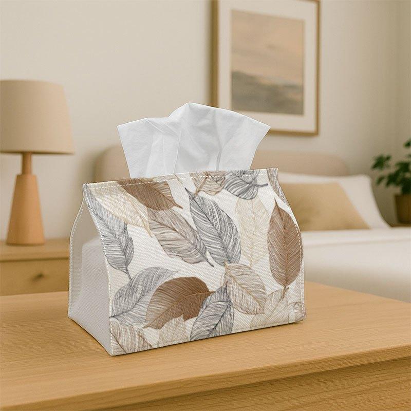 1pc Modern Leaf Line Art Tissue Box Holder - Multifunctional Napkin Dispenser Compatible with Tissues/Roles/Sheets, Decorative Leaf-Patterned Organize