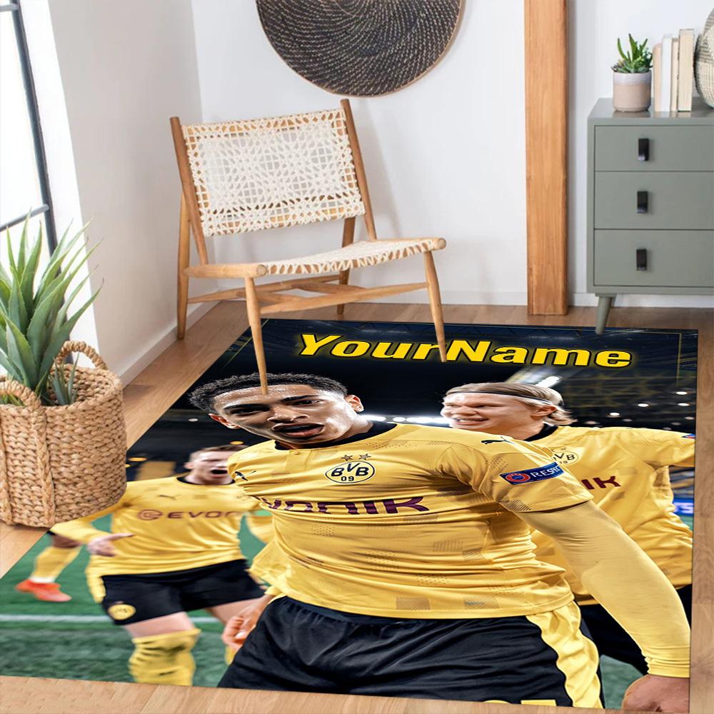 Borussia Dortmund Customize Your Name Floor Rug Office Rug Design for Dormitory Outdoor Playrooms Decorate Room Anti-slip Rug Decorate Offices