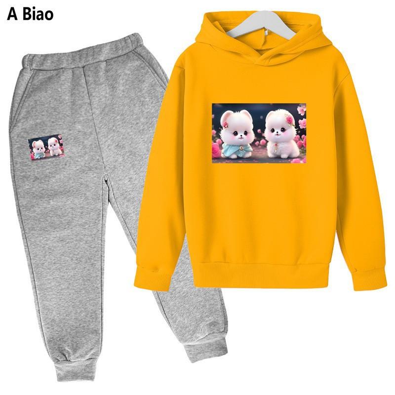 Children's fleece suit hooded children's clothing hip-hop casual spring and autumn suit