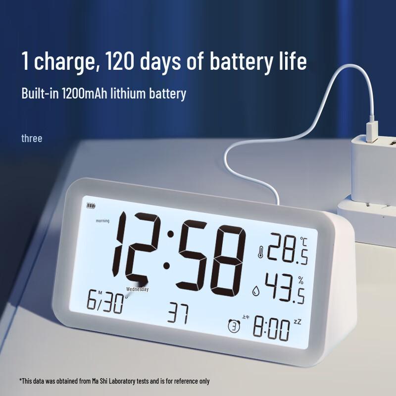 Smart Rechargeable LCD Alarm Clock with Temperature & Humidity