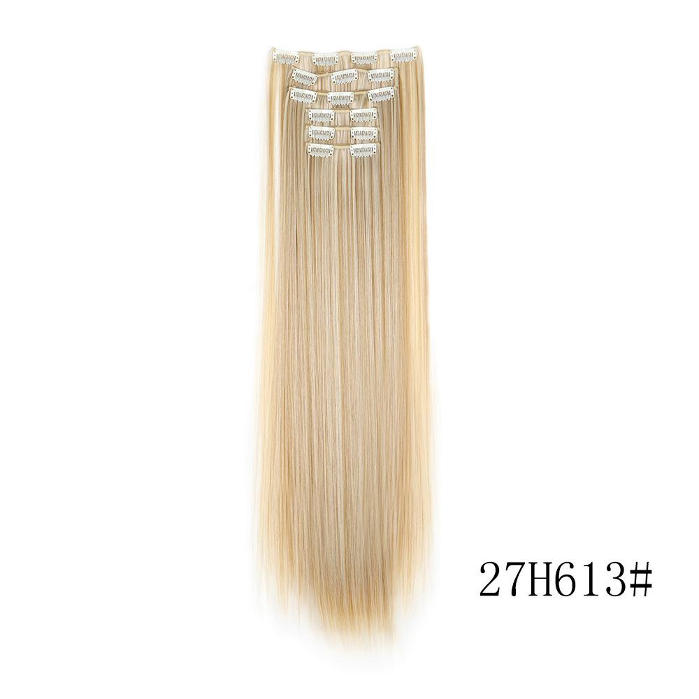 6PC Clip in Hair Extensions 24" Straight Long Extensions for Women Synthetic Hairpiece Highlight
