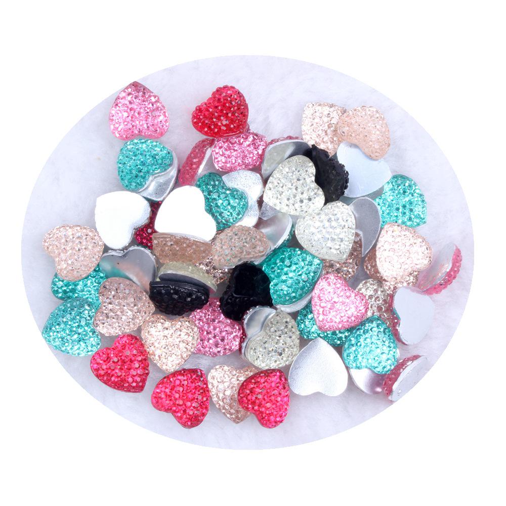 Multi-Color Shiny Peach Heart Resin Rhinestones - 8mm, 10mm, 12mm DIY Decor