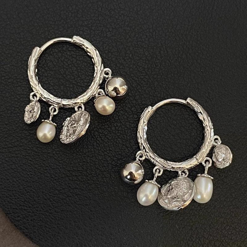 Tassel Pearl Retro Earrings Antique Gold Texture Design Temperament Women's Birthday Party Gift Ear Jewelry