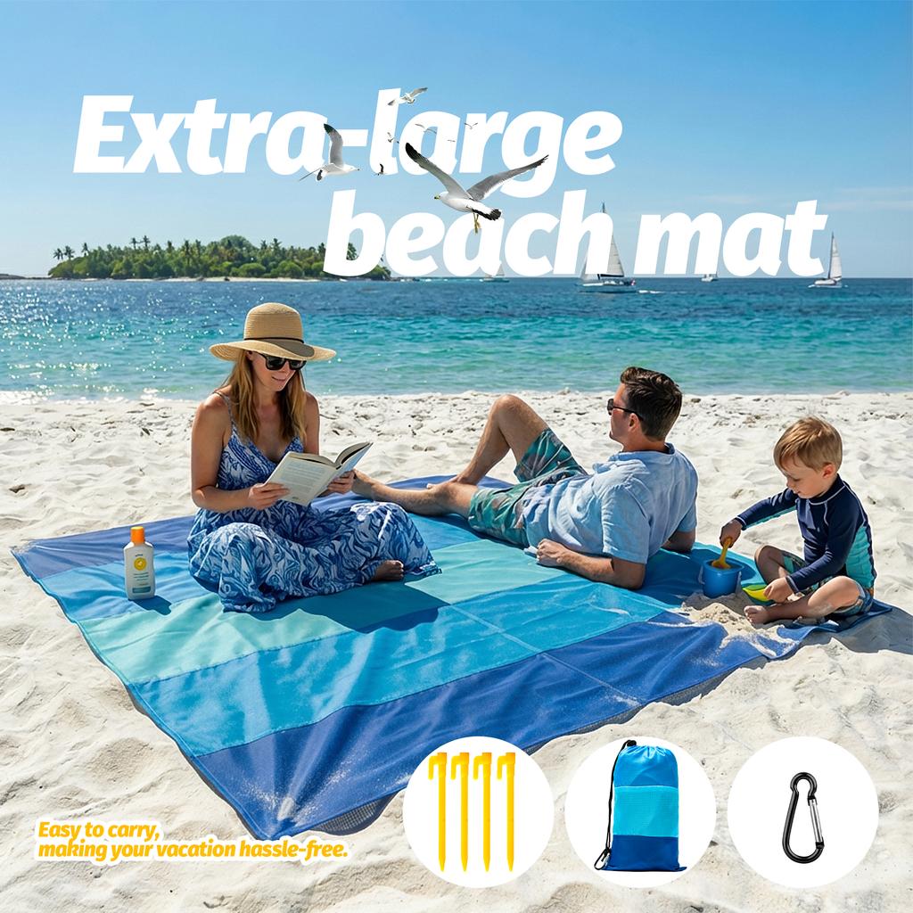 Mehrere Größen Stranddecke Sandfest Wasserdicht Groß Schnelltrocknend Outdoor Picknickmatte mit 4 Heringen für Reisen Camping Wandern