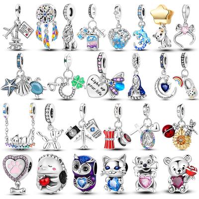 Copper Plated Rose Bear Love Letter Charms Beads Bracelet Fit Original Bangle Charm Pendent Dangle Diy Women Jewelry