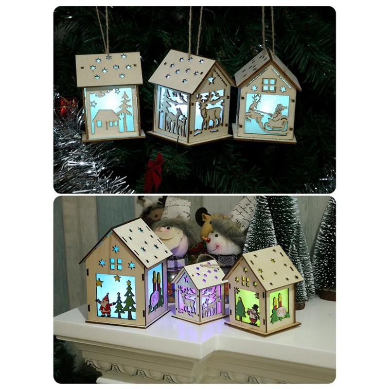 3/5’’ Xmas Desk Decor House Santa/Snowman/Reindeer Tabletop Decor Lovely Christmas Ornament DIY Wooden Puzzle Art Crafts