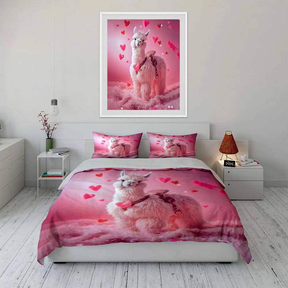"Adorable Alpaca Plush Decoration Set" Soft Comfortable Duvet Cover Bedding Set Included 1*Duvet Cover & 2*Pillowcases, gift