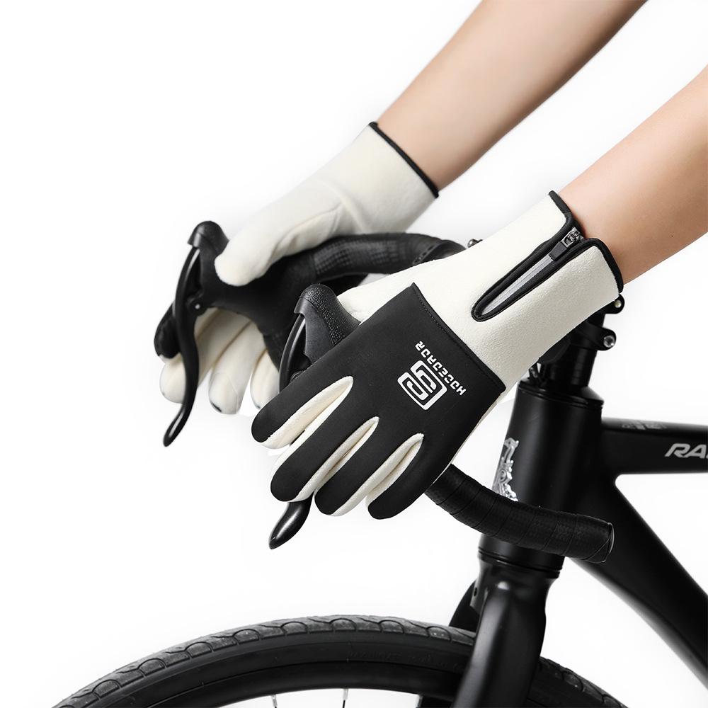 Unisex winddichte Touchscreen-Fahrradhandschuhe - Mit Fleece gefüttert, rutschfest, warm für Herbst- & Winter-Outdoor-Sportarten