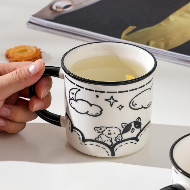 Vintage Cute Ceramic Mug for Office Home Use High Aesthetic Water Cup Unisex Gift Souvenir Coffee Tea Cup